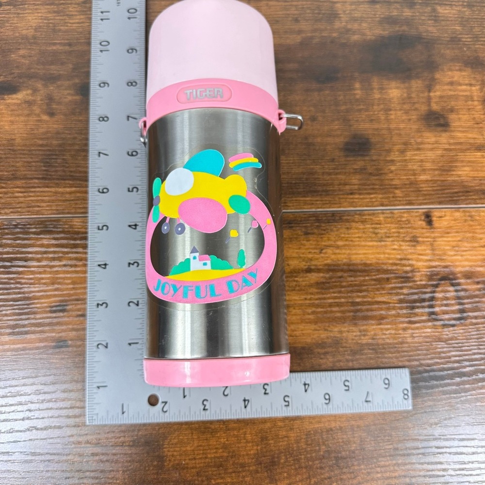 Tiger Vacuum Bottle 0.4L Stainless Steel Pink Joyful Day Airplane Japan Kidcore - Picture 9 of 9